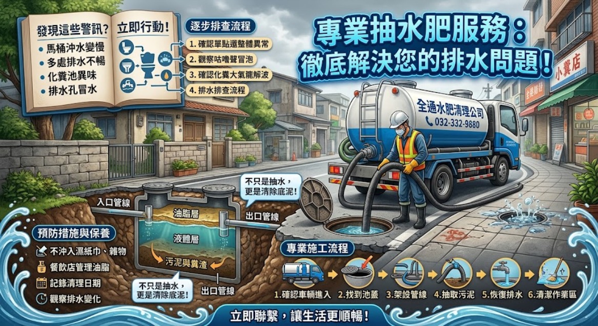 抽水肥怎麼辦?常見原因、7步驟排查流程與處理注意事項
