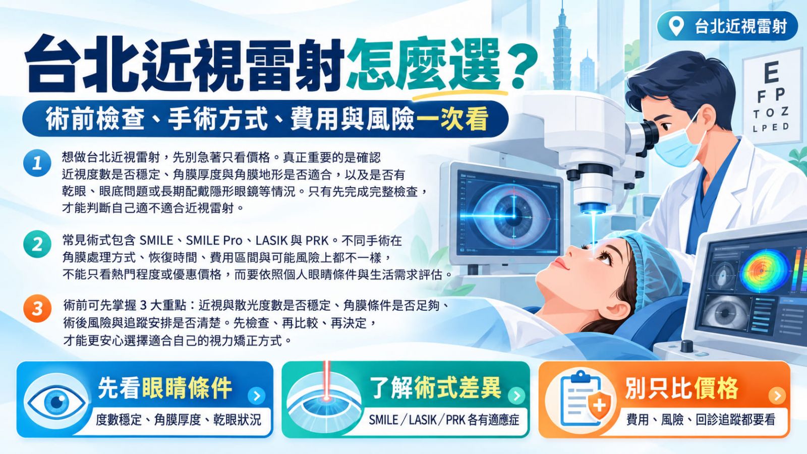 台北近視雷射怎麼選?術前檢查、手術費用與8個評估步驟一次看